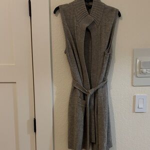Lauren Ralph Lauren Charcoal Sleeveless Cardigan-wool and cashmere